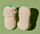 Top and bottom view of Ten Little Sherpa Baby Booties without grippy outsole (0-6M). Available at www.tenlittle.com