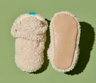 Top and bottom view of Ten Little Sherpa Baby Booties with grippy outsole (6-18M). Available at www.tenlittle.com