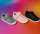 Side and top view of Ten Little DuoKnit Sneakers - Agave Green, Powder Pink, Night Black. Available at www.tenlittle.com