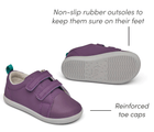Side and bottom of shoe view of non-slip rubber outsoles to keep them sure on feet - Ten Little Everyday Original - Power Purple. Available at www.tenlittle.com