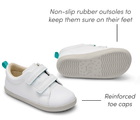 Side and bottom of shoe view of non-slip rubber outsoles to keep them sure on feet - Ten Little Everyday Original - Simply White. Available at www.tenlittle.com