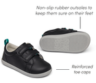 Side and bottom of shoe view of non-slip rubber outsoles to keep them sure on feet - Ten Little Everyday Original - Space Black. Available at www.tenlittle.com