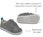 Side and bottom of shoe view of non-slip rubber outsoles to keep them sure on feet - Ten Little Everyday Original - Steel Gray. Available at www.tenlittle.com