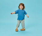 Child wearing Ten Little Retro Suede Sneakers - Retro Tan. Available at www.tenlittle.com