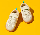 Top and front view of Ten Little Retro Suede Sneakers - Retro Beige. Available at www.tenlittle.com
