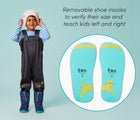 Removable shoe insoles to verify their size and teach kids left and right - Ten Little Snow Boots. Available at www.tenlittle.com