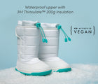 Waterproof upper with 3M Thinsulate 200g insulation - PETA Approved Vegan Ten Little Snow Boots. Available at www.tenlittle.com