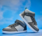 Side view of Ten Little Varsity Mid Tops - Champion Silver. Available at www.tenlittle.com