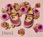 Front view of PETA Approved Vegan Ten Little Ballet Flats - Dusty Rose.  Available from www.tenlittle.com