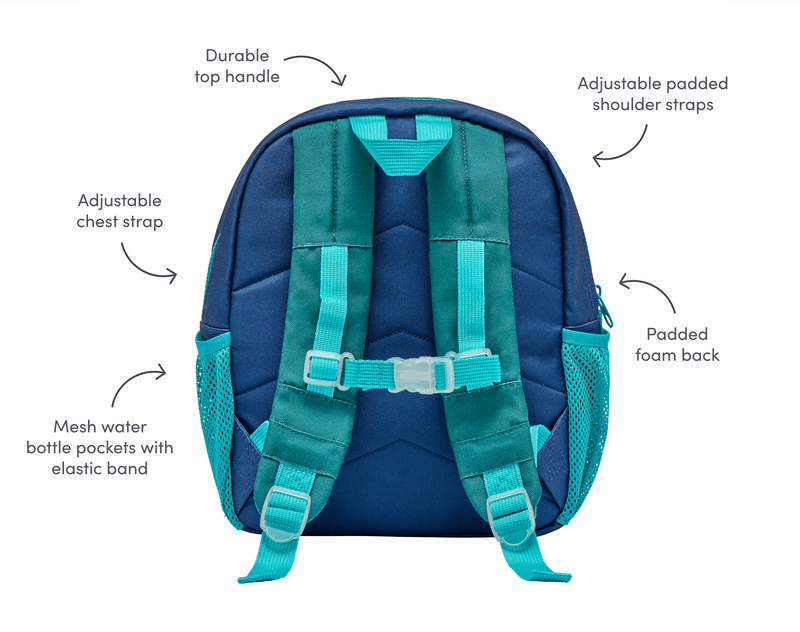 Recycled Backpack - 12 Inch Teal & Yellow Recycled Backpack - 12 Inch Teal & Yellow