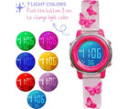 Preschool Collection Digital Light Up Watch - Butterfly showing color changing features. Available from www.tenlittle.com