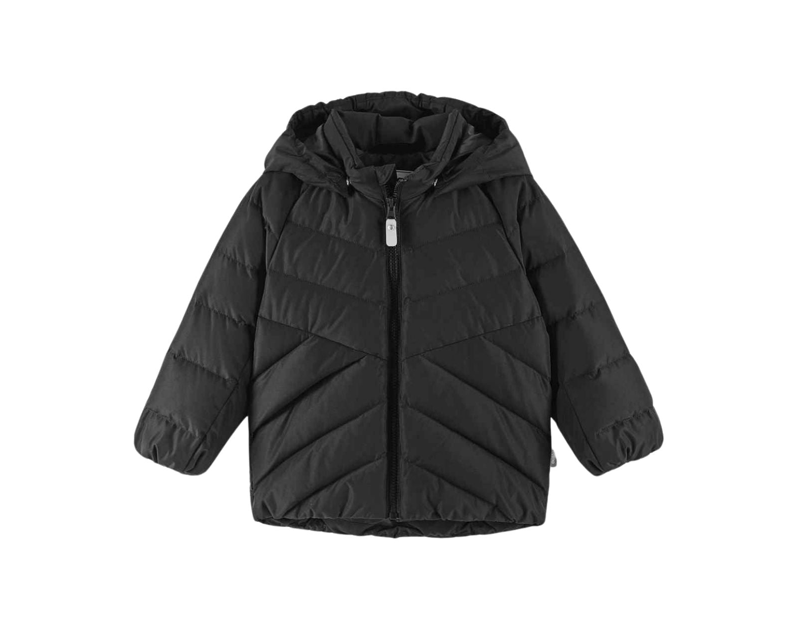 Front view of Reima Down Winter Jacket - Kupponen - Black. Available at www.tenlittle.com