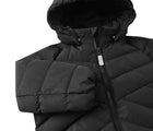 Close up of Reima Down Winter Jacket - Kupponen - Black. Available at www.tenlittle.com