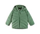 Front view of Reima Down Winter Jacket - Kupponen - Green Clay. Available at www.tenlittle.com