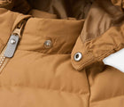 Detachable hood snap of Reima Down Winter Jacket - Kupponen - Peanut Brown. Available at www.tenlittle.com