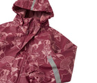 Flat lay of Reima Fleece-Lined Rubber Rain Jacket - Koski - Jam Red. Available at www.tenlittle.com