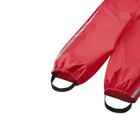 Close up elastic leg ends and foot loops Reima Waterproof Rain Pants - Reima Red. Available at www.tenlittle.com