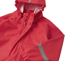 Flat lay of Reima Lampi Waterproof Rain Jacket - Reima Red. Available at www.tenlittle.com