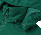 Close up hood snap buttons of Reima Reimatec Waterproof Jacket - Tuulela - Summer Green. Available at www.tenlittle.com