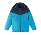 Front view of Reima Reimatec Waterproof Jacket - Tuulela - Turquoise Blue. Available at www.tenlittle.com