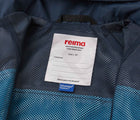 Close up interior ID tag of Reima Reimatec Waterproof Jacket - Tuulela - Turquoise Blue. Available at www.tenlittle.com