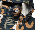 Close up hood snap buttons of Reima Waterproof Rain Jacket - Vesi - Navy. Available at www.tenlittle.com