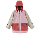 Front view and hood of Reima ReimaTec Waterproof Shell Jacket - Sysma - Grey Pink. Available at www.tenlittle.com