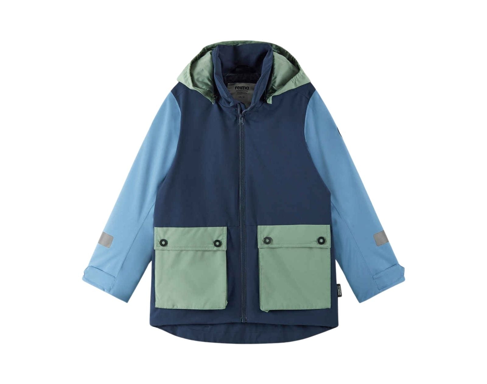 Front view of Reima ReimaTec Waterproof Shell Jacket - Sysma - Navy. Available at www.tenlittle.com