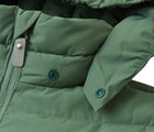 Close up detachable hood of Reima Water-Repellent Insulated Jacket - Uumaja - Green Clay. Available at www.tenlittle.com