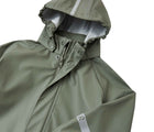 Close up of Reima - Waterproof Rain Jacket - Greyish Green - Available at www.tenlittle.com