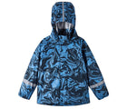 Front view and hood of Reima Waterproof Rain Jacket - Vesi - Denim Blue. Available at www.tenlittle.com