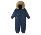 Hood up front view of Reima - Waterproof Reimatec Snowsuit - Gotland - Navy - Available at www.tenlittle.com