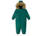 Hood up front view of Reima - Waterproof Reimatec Snowsuit - Gotland - Deeper Green - Available at www.tenlittle.com