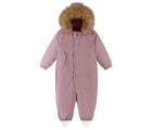 Hood up front view of Reima - Waterproof Reimatec Snowsuit - Gotland - Grey Pink - Available at www.tenlittle.com