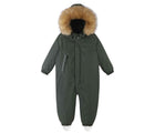 Hood up front view of Reima - Waterproof Reimatec Snowsuit - Gotland - Thyme Green - Available at www.tenlittle.com