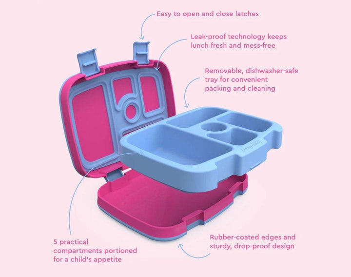 Features of Bentgo Lunch Box in Rainbow Butterflies. Available at www.tenlittle.com