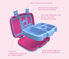 Features of Bentgo Lunch Box in Rainbow Butterflies. Available at www.tenlittle.com