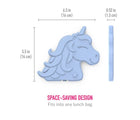 Dimensions of Bentgo Reusable Ice Packs - Unicorn. Available at www.tenlittle.com