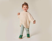 Girl wearing Ten Little Furry High Top - Emerald Green. Available at www.tenlittle.com