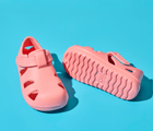 Top and bottom of shoe view of Ten Little Splash Sandals 2 - Pink Lemonade. Available at www.tenlittle.com