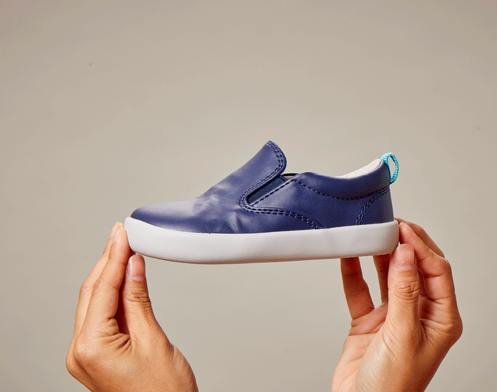 GIF flexing Slip-On Sneakers - Navy Blue. Available at www.tenlittle.com