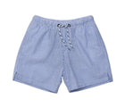 Front view of Snapper Rock UPF 50+ Swim Shorts - Blue Stripes. Available at www.tenlittle.com