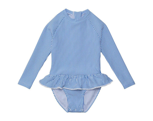 One Piece UPF 50+ Swimsuit - Blue Stripes