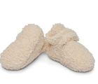 Top and bottom view of Ten Little Sherpa Baby Booties without grippy outsole (0-6M). Available at www.tenlittle.com