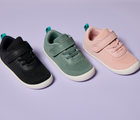 Side and top view of Ten Little DuoKnit Sneakers - Agave Green, Powder Pink, Night Black. Available at www.tenlittle.com