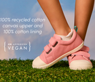 Side view and materials of PETA-approved vegan Ten Little Eco Canvas Sneakers - Piggy Pink. Available at www.tenlittle.com