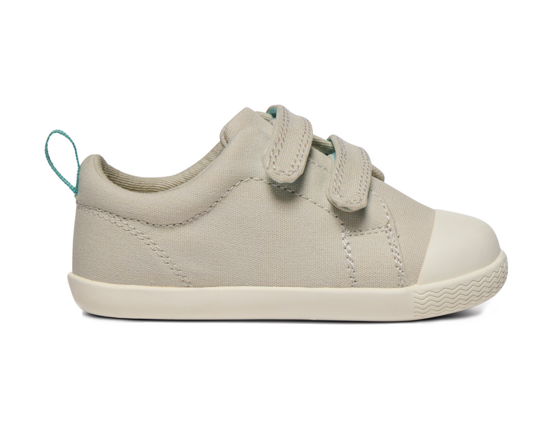 Side view of Ten Little Eco Canvas Sneakers - Gray Beige. Available at www.tenlittle.com