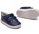 Front and bottom of shoe view of Ten Little Everyday Original - Navy Blue. Available at www.tenlittle.com