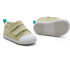 Front and bottom of shoe view of Ten Little First Walkers - Sage Green. Available at www.tenlittle.com