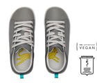 Top view of APMA and Peta-approved Ten Little Classic Sneakers Youth - Steel Gray. Available at www.tenlittle.com